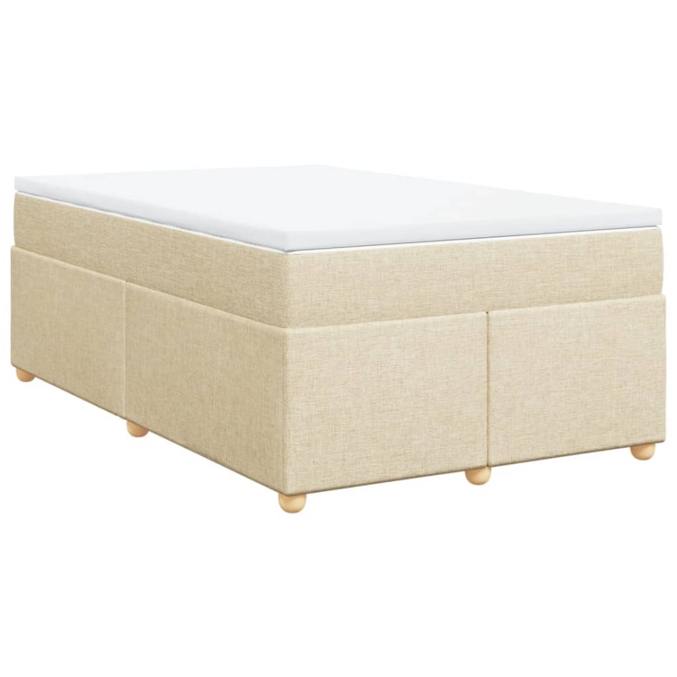 Cama box spring con colchón tela color crema 120x200