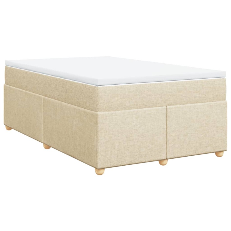 Cama box spring con colchón tela color crema 120x200