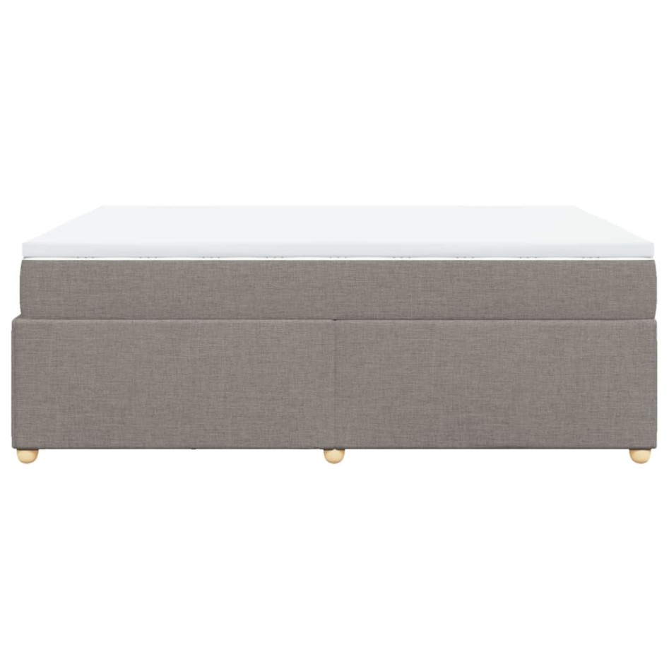 Cama box spring con colchón tela gris taupe 140x200