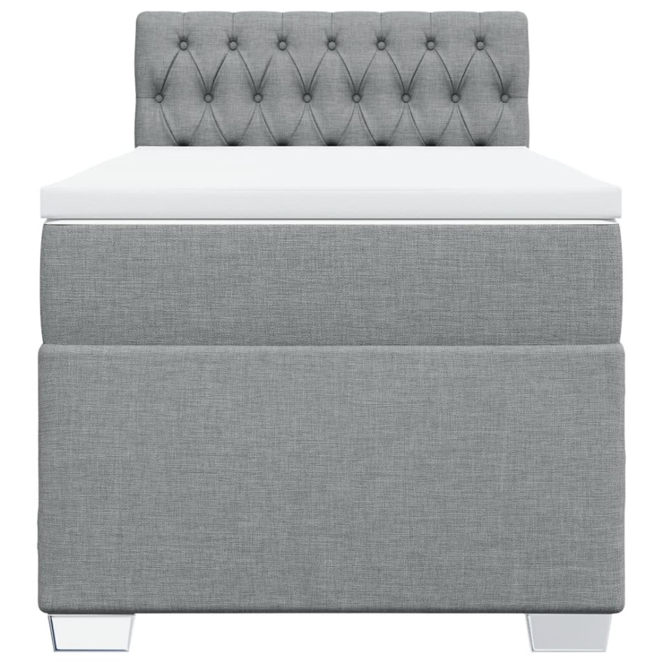 Cama box spring con colchón tela gris claro 90x200