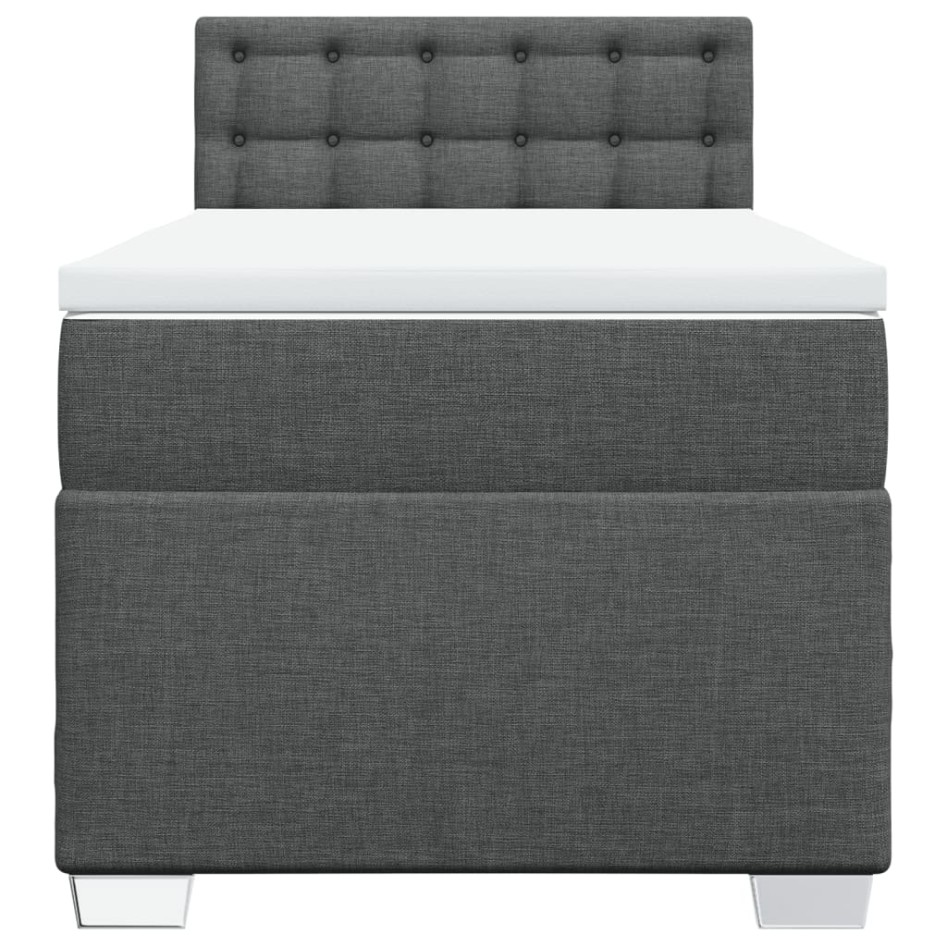 Cama box spring con colchón tela gris oscuro 90x200
