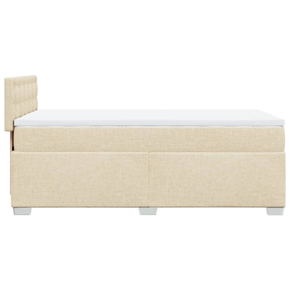 Cama box spring con colchón tela color crema 90x200