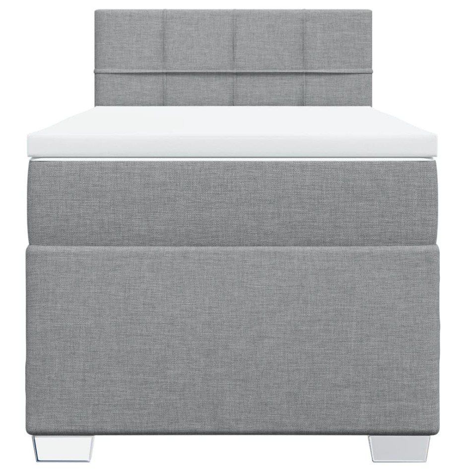 Cama box spring con colchón tela gris claro 100x200
