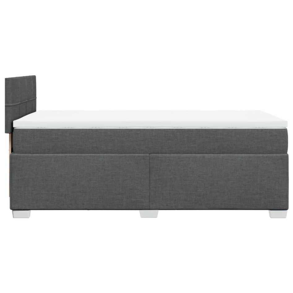 Cama box spring con colchón tela gris oscuro 100x200