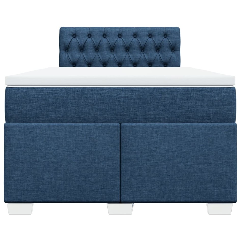 Cama box spring con colchón tela azul 120x190
