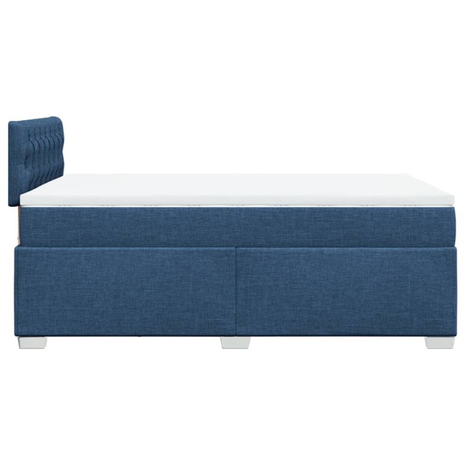 Cama box spring con colchón tela azul 120x190