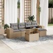 Juego de sofás jardín con cojines 6 pzas ratán sintético beige