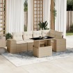 Juego de sofás jardín con cojines 6 pzas ratán sintético beige