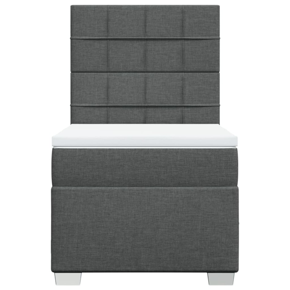 Cama box spring con colchón tela gris oscuro 90x200