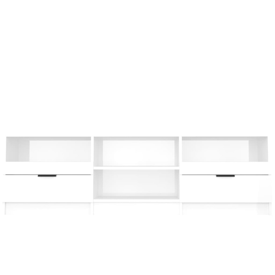 Mueble de TV madera contrachapada blanco brillo 150x33,5x45