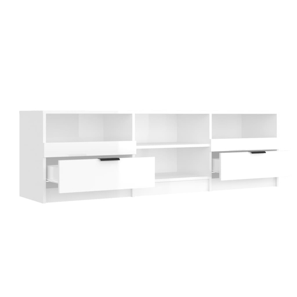 Mueble de TV madera contrachapada blanco brillo 150x33,5x45