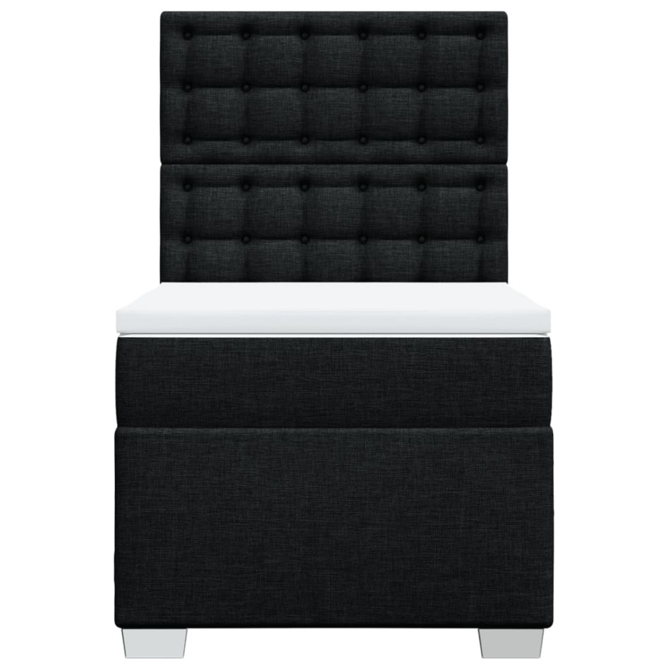Cama box spring con colchón tela negro 90x200