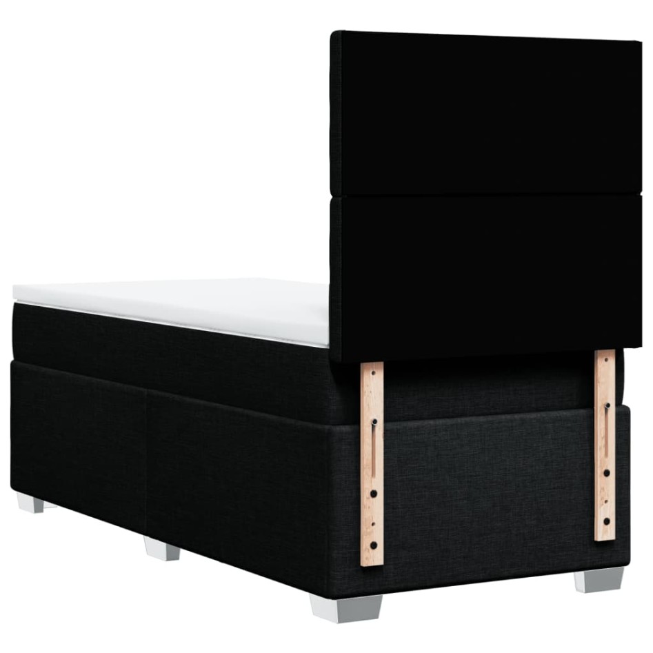 Cama box spring con colchón tela negro 90x200