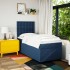 Cama box spring con colchón tela azul 90x200