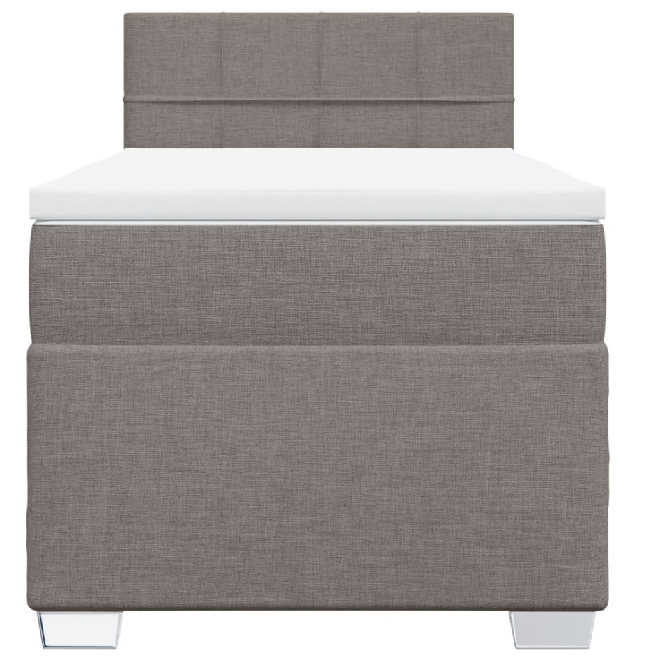 Cama box spring con colchón tela gris taupe 80x200