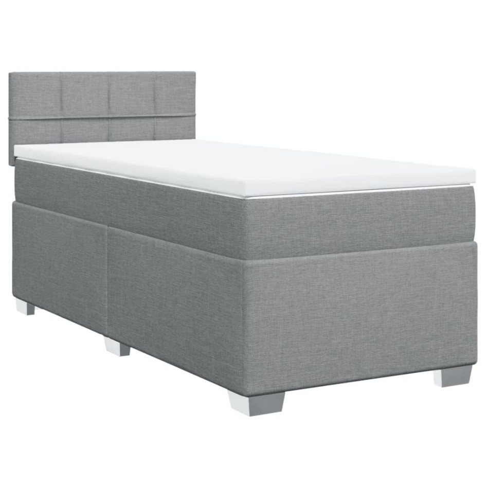 Cama box spring con colchón tela gris claro 90x200