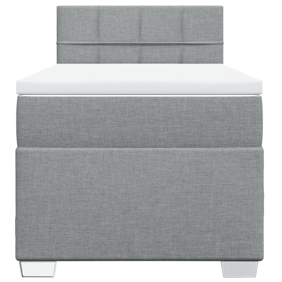 Cama box spring con colchón tela gris claro 90x200