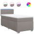 Cama box spring con colchón tela gris taupe 100x200