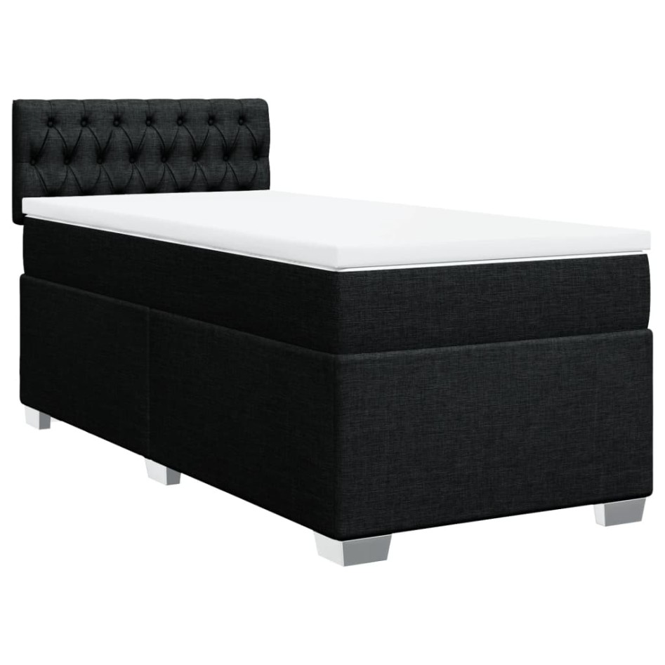 Cama box spring con colchón tela negro 90x190