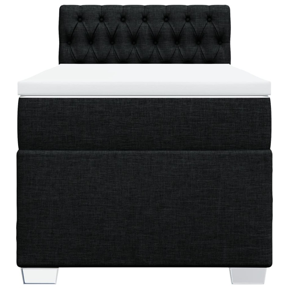 Cama box spring con colchón tela negro 90x190