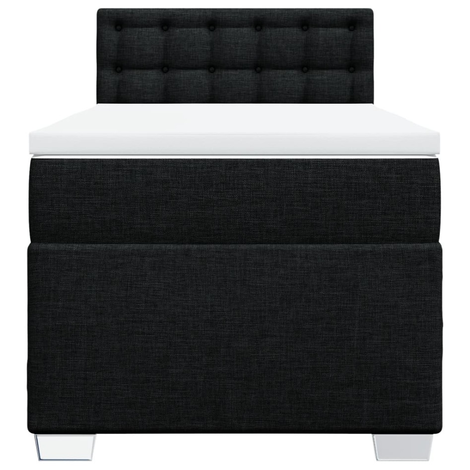 Cama box spring con colchón tela negro 100x200