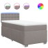 Cama box spring con colchón tela gris taupe 100x200