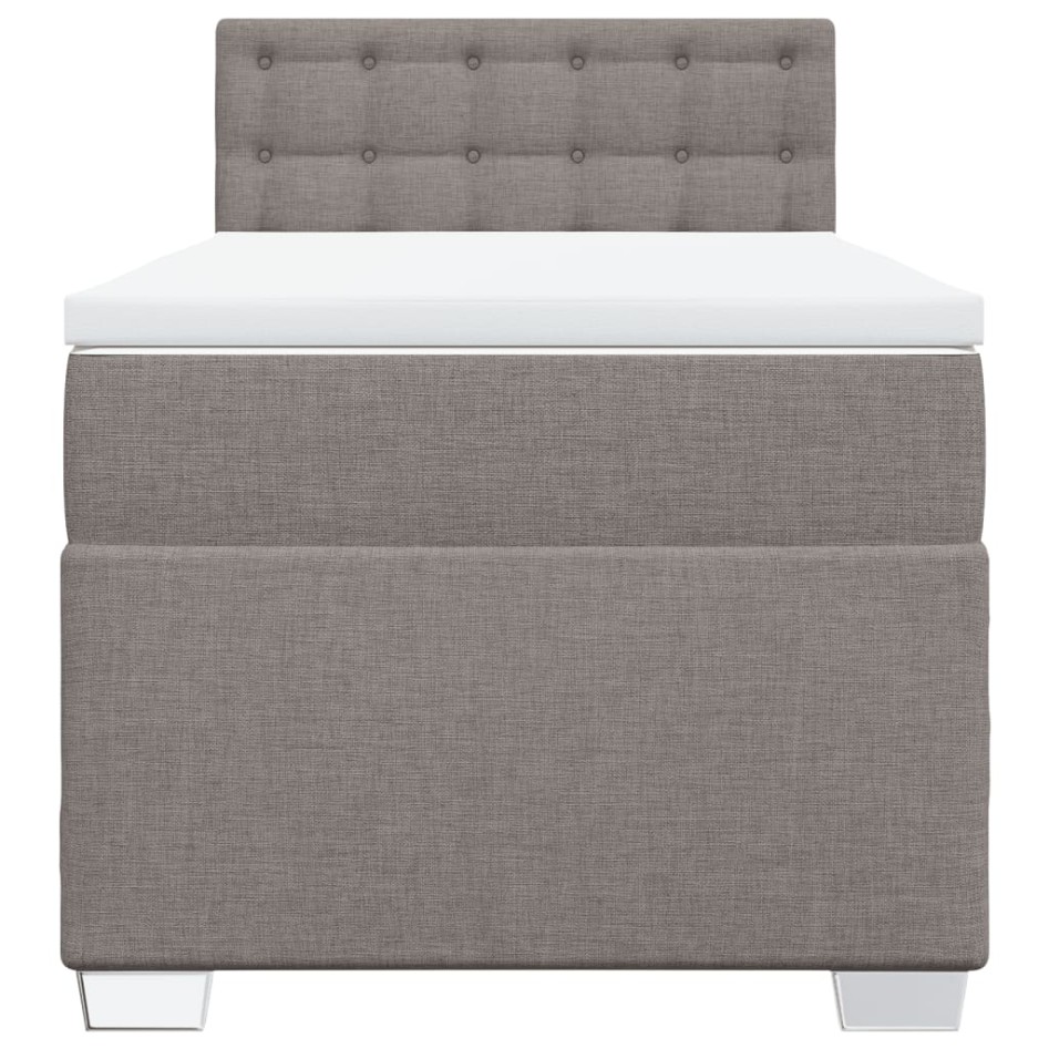 Cama box spring con colchón tela gris taupe 100x200