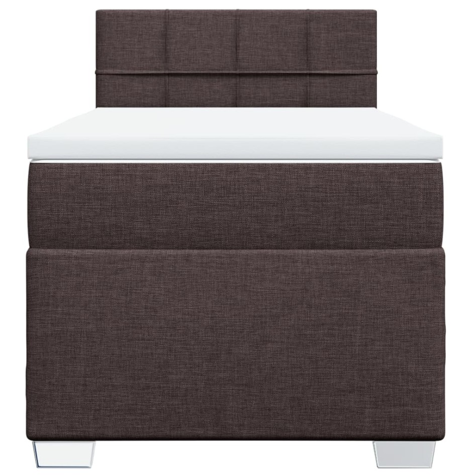 Cama box spring con colchón tela marrón oscuro 90x190