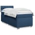 Cama box spring con colchón tela azul 90x200