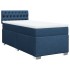 Cama box spring con colchón tela azul 90x200
