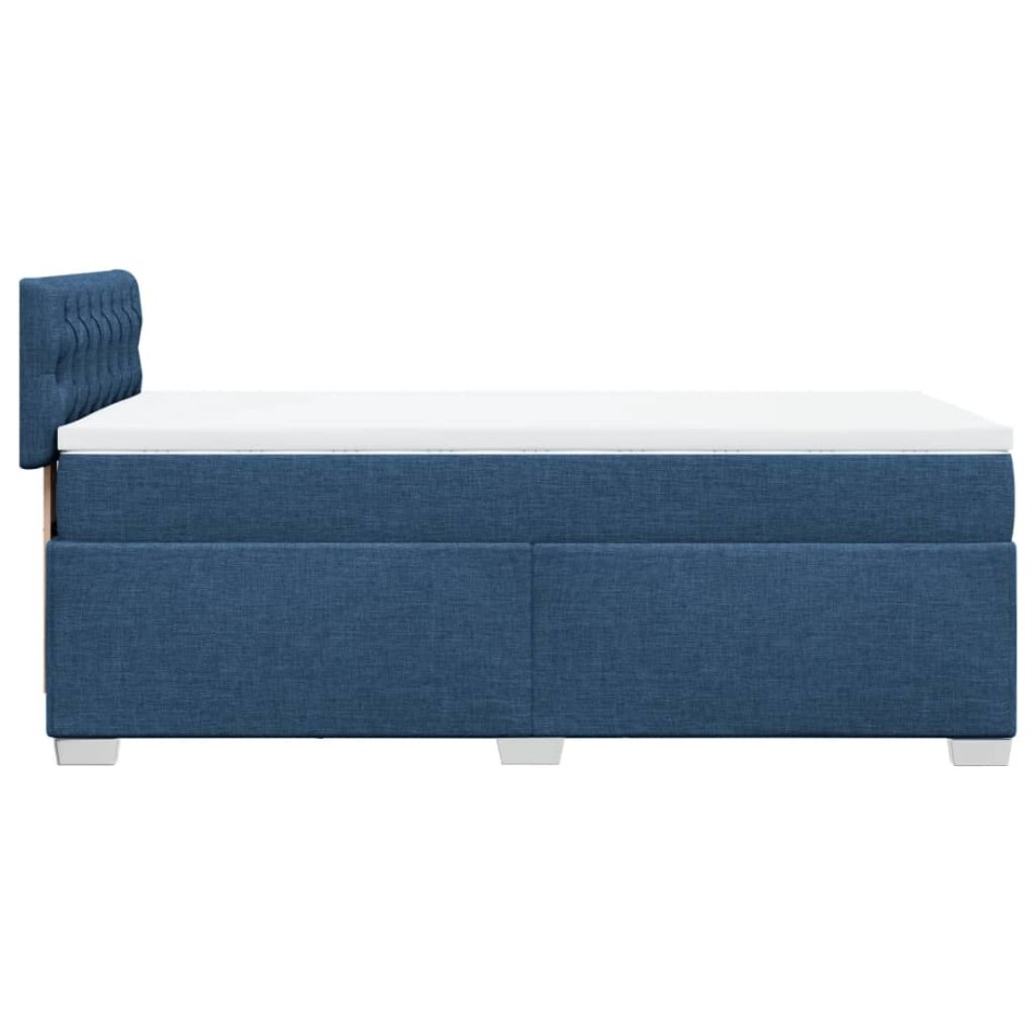 Cama box spring con colchón tela azul 90x200