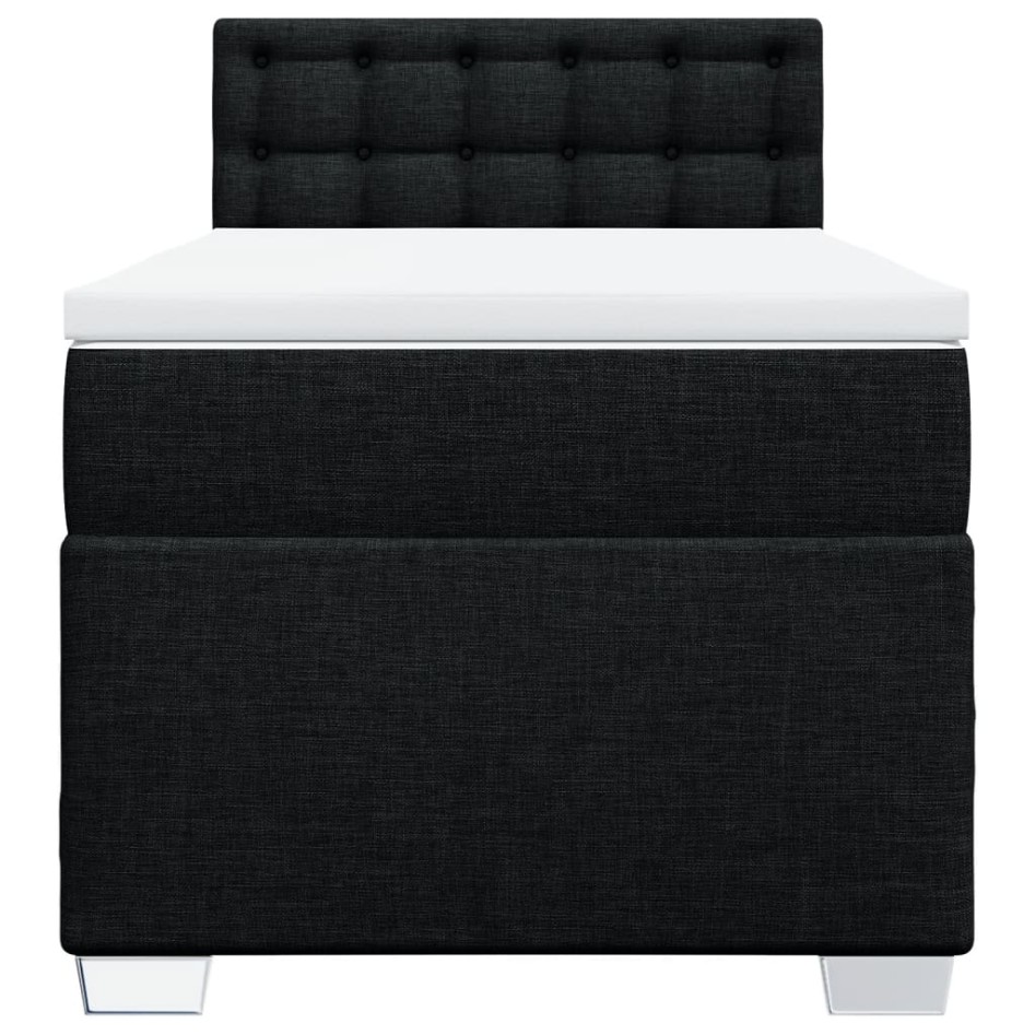 Cama box spring con colchón tela negro 80x200