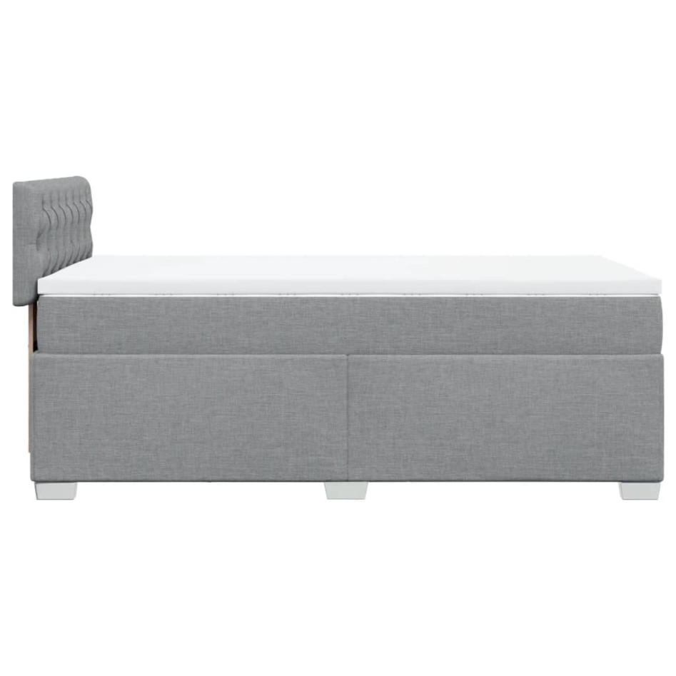 Cama box spring con colchón tela gris claro 90x200