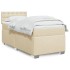 Cama box spring con colchón tela color crema 90x200