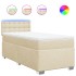 Cama box spring con colchón tela color crema 90x200