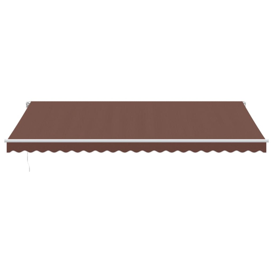 Toldo retráctil manual con luces LED marrón 500x350
