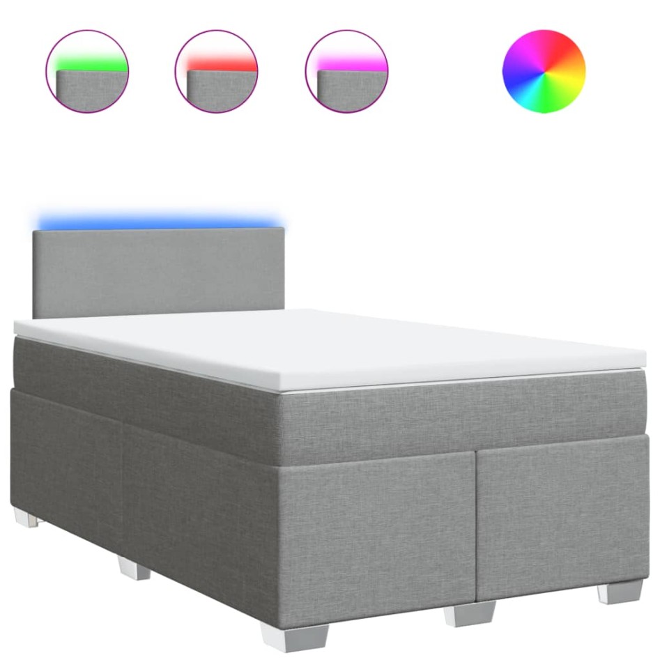 Cama box spring con colchón tela gris claro 120x200