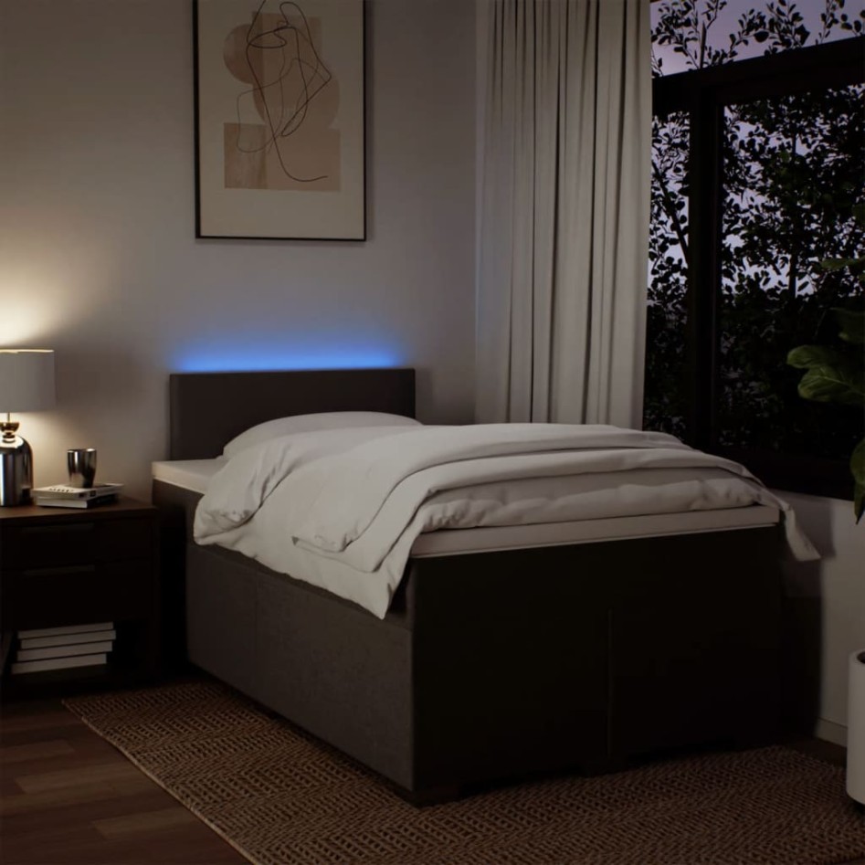 Cama box spring con colchón tela gris claro 120x200