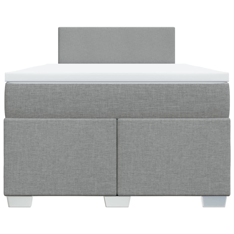 Cama box spring con colchón tela gris claro 120x200