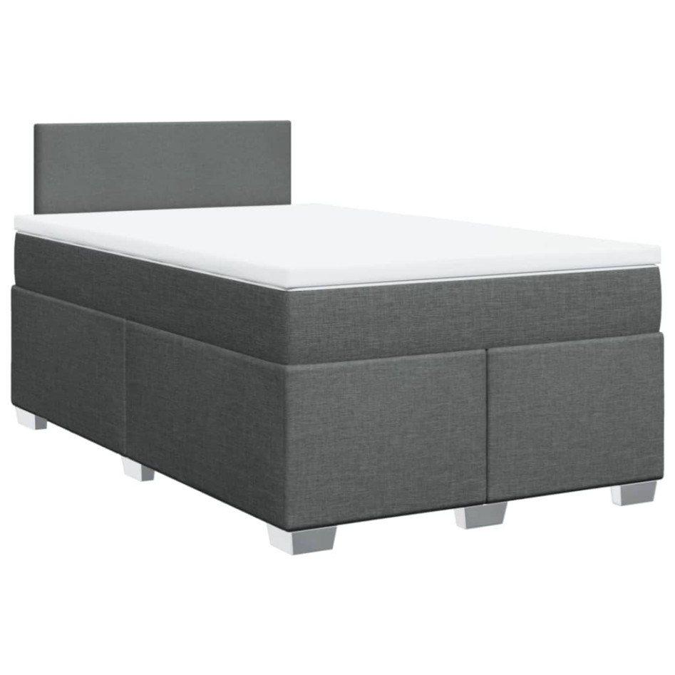 Cama box spring con colchón tela gris oscuro 120x200