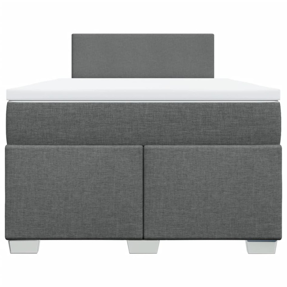Cama box spring con colchón tela gris oscuro 120x200
