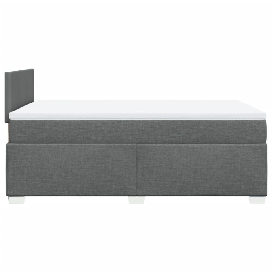 Cama box spring con colchón tela gris oscuro 120x200