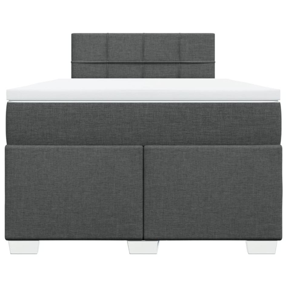 Cama box spring con colchón tela gris oscuro 120x200