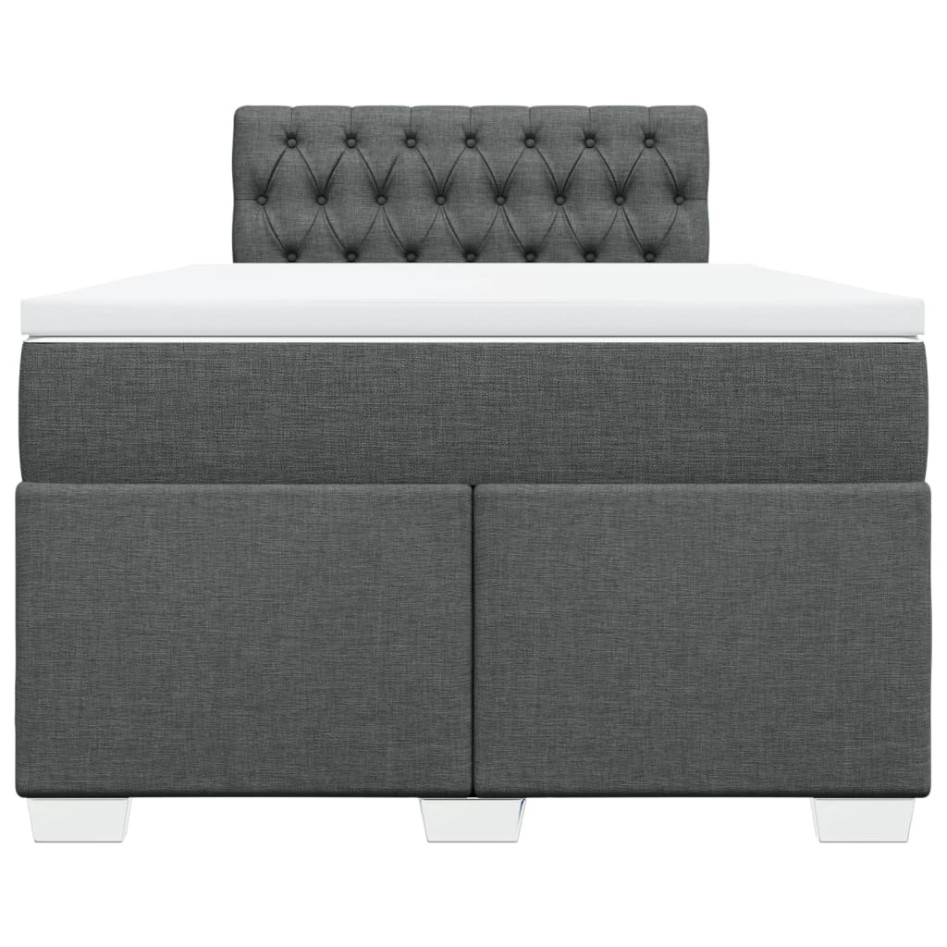 Cama box spring con colchón tela gris oscuro 120x200