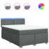 Cama box spring con colchón tela gris oscuro 140x200