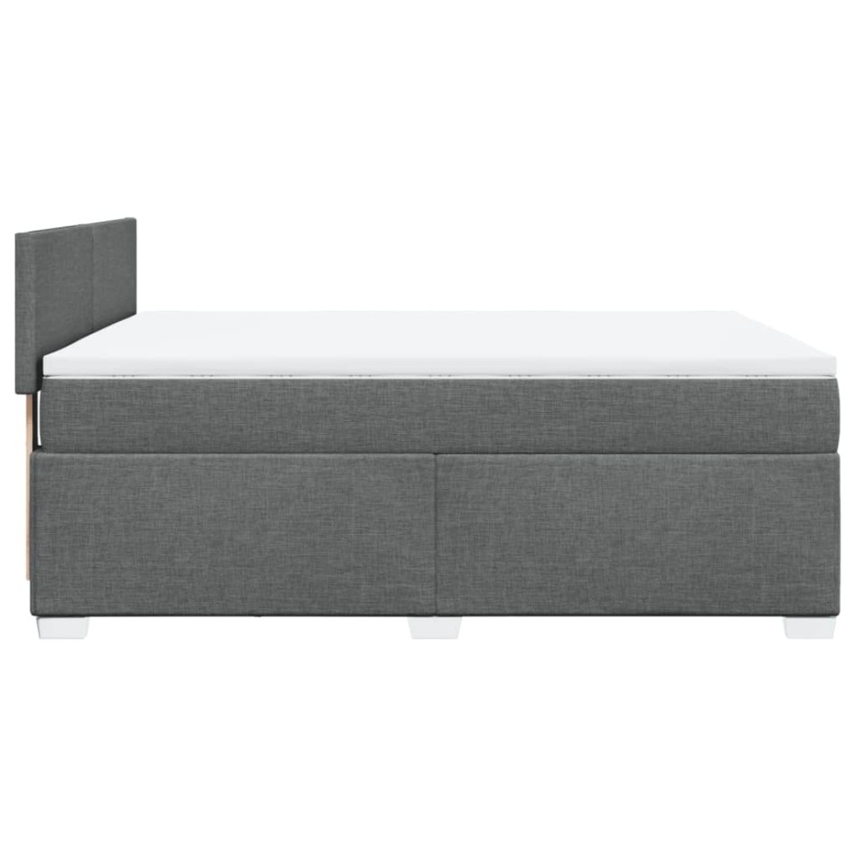 Cama box spring con colchón tela gris oscuro 140x200
