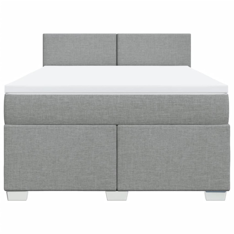 Cama box spring con colchón tela gris claro 160x200