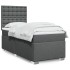 Cama box spring con colchón tela gris oscuro 80x200