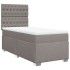 Cama box spring con colchón tela gris taupe 80x200