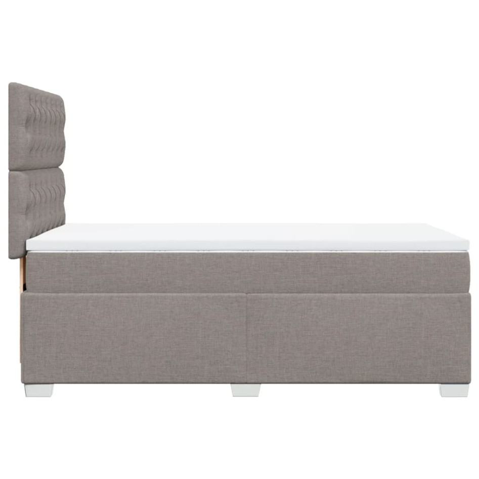 Cama box spring con colchón tela gris taupe 80x200